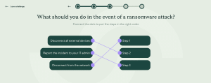 An example question from the ransomware quiz Guardey